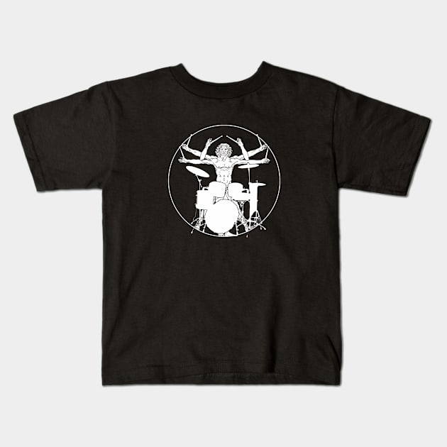 Vitruvian Drummer Kids T-Shirt by Dreamteebox